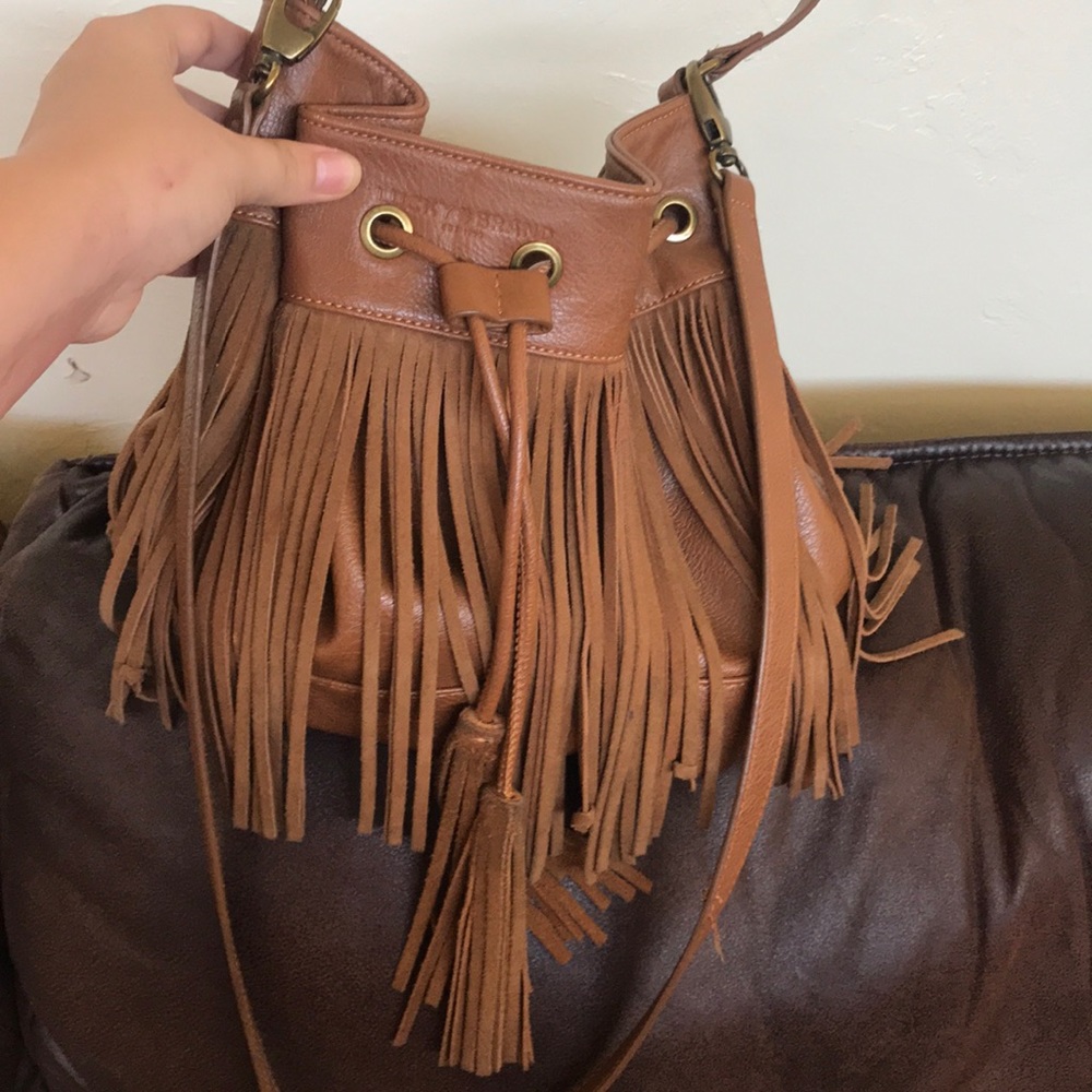 Lucky Suede Fringe Hippy Bucket Bag